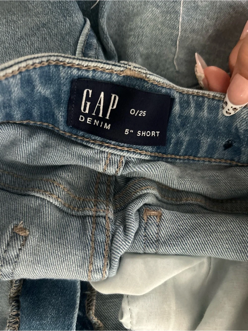 GAP Light Wash Distressed Denim Shorts
